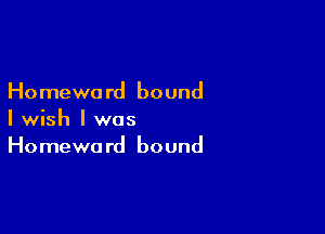 Homeward bound

I wish I was
Homeward bound