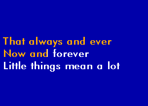 That always and ever

Now and forever
Liiile things mean a lot