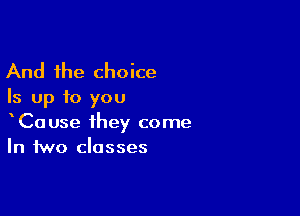 And the choice

Is up to you

CaUse they come
In two classes
