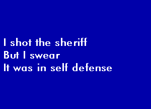 I shot the sheriht

But I swear
It was in self defense