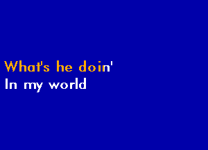 What's he doin'

In my world