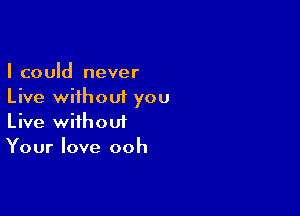 I could never
Live without you

Live without
Your love ooh