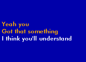 Yeah you

Got that something
I think you'll understand