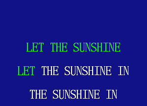 LET THE SUNSHINE
LET THE SUNSHINE IN
THE SUNSHINE IN