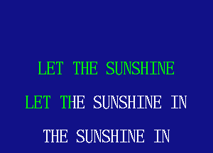 LET THE SUNSHINE
LET THE SUNSHINE IN
THE SUNSHINE IN