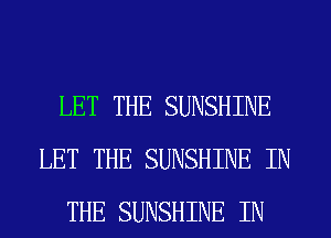 LET THE SUNSHINE
LET THE SUNSHINE IN
THE SUNSHINE IN