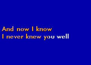 And now I know

I never knew you well