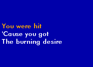 You were hit

'Cause you got
The burning desire
