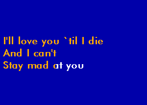 I'll love you Wil I die

And I can't
Stay mad at you