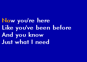 Now you're here
Like you've been before

And you know
Just what I need