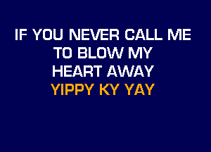 IF YOU NEVER CALL ME
TO BLOW MY
HEART AWAY

YIPPY KY YAY