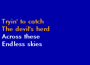 Tryin' to catch
The devil's herd

Across these
End less skies