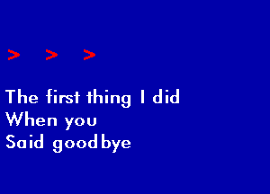The first thing I did

When you
Said good bye