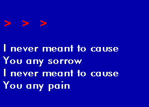 I never meant to cause

You any sorrow
I never meant to cause
You any pain
