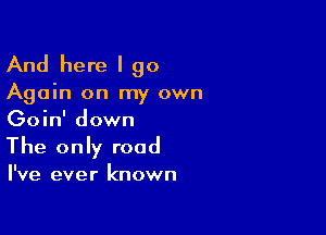 And here I go

Again on my own

Goin' down
The only road

I've ever known