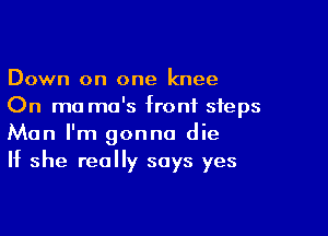 Down on one knee
On ma mu's front steps

Man I'm gonna die
If she really says yes