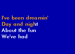 I've been drea min'
Day and night

Aboui the fun
We've had