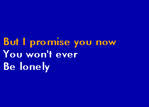 But I promise you now

You won't ever
Be lonely