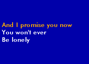 And I promise you now

You won't ever
Be lonely