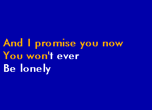 And I promise you now

You won't ever
Be lonely