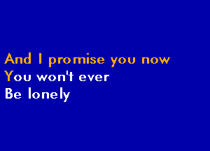 And I promise you now

You won't ever
Be lonely