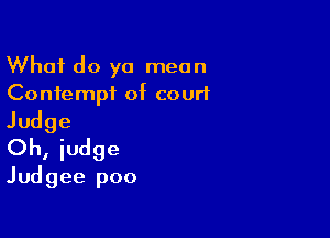 What do ya mean
Contempt of court

Judge
Oh, iudge
Judgee poo