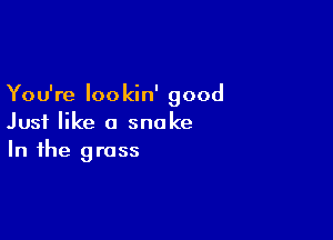 Yo u're loo kin' good

Just like a snake
In the grass