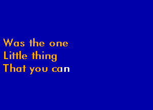 Was the one

LiHle thing
That you can