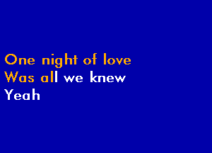 One night of love

Was all we knew

Yeah