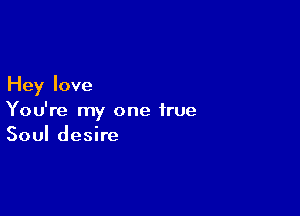 Hey love

You're my one true
Soul desire