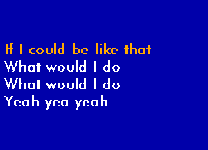 If I could be like that
What would I do

What would I do
Yeah yea yeah