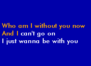 Who am I without you now

And I can't go on
I just wanna be with you