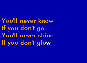 You'll never know
If you don't 90

You'll never shine
If you don't glow