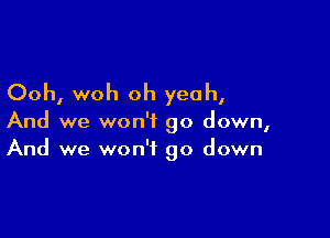 Ooh, woh oh yeah,

And we won't go down,
And we won't go down