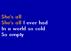 She's 0
She's all I ever had

In a world so cold

50 empty