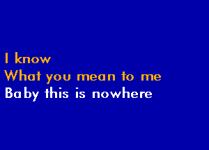 I know

What you mean to me
30 by this is nowhere
