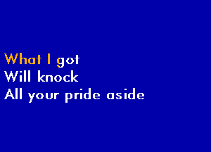 What I got
Will knock

All your pride aside