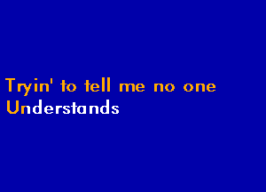 Tryin' to tell me no one

Understands