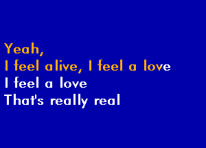 Yeah,

I feel alive, I feel a love

I feel a love
That's really real