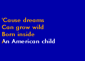 'Cause dreams
Can grow wild

Born inside

An Ame ricon child