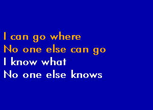 I can go where
No one else can go

I know what
No one else knows