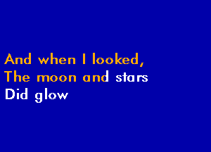 And when I looked,

The moon and stars

Did glow