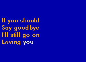 If you should
Say good bye

I'll still go on
Loving you