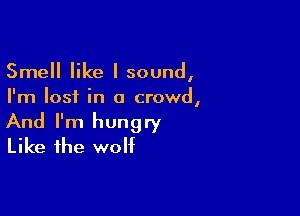 Smell like I sound,
I'm lost in a crowd,

And I'm hungry
Like the wolf