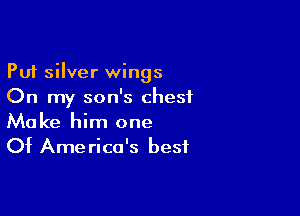 Pu'r silver wings
On my son's chest

Make him one
Of America's best