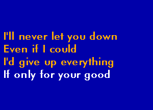 I'll never let you down
Even if I could

I'd give up everything
If only for your good