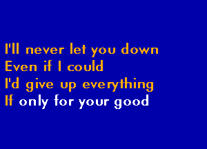 I'll never let you down
Even if I could

I'd give up everything
If only for your good