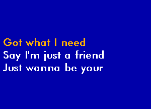 Got what I need

Say I'm just a friend
Just wanna be your