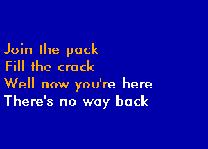 Join the pack
Fill the crack

Well now you're here
There's no way back