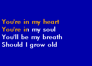 You're in my heart
You're in my soul

You'll be my breath
Should I grow old